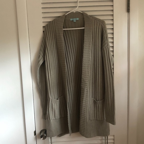 She + Sky Sweaters - Long Sleeve Cardigan Side Lace Up Tie